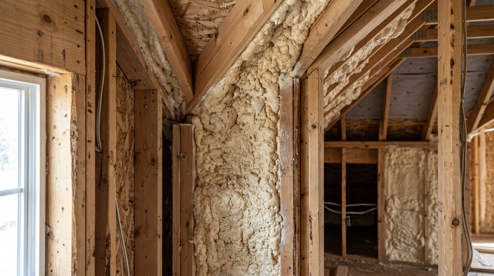 Spray foam applied in a wall cavity in a Cedar City home